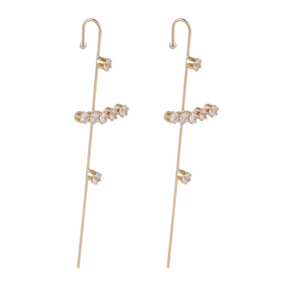 Trendy Gold Jeweled Ear Bone Clip Earring - Picture 6 of 9